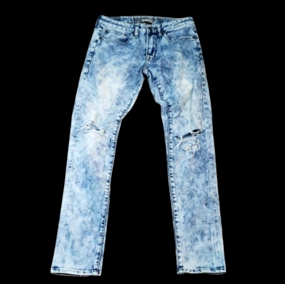 American Eagle~Men's 29/32~Blue Denim Distressed Slim Taper Jeans Extreme Flex. - Picture 8 of 14